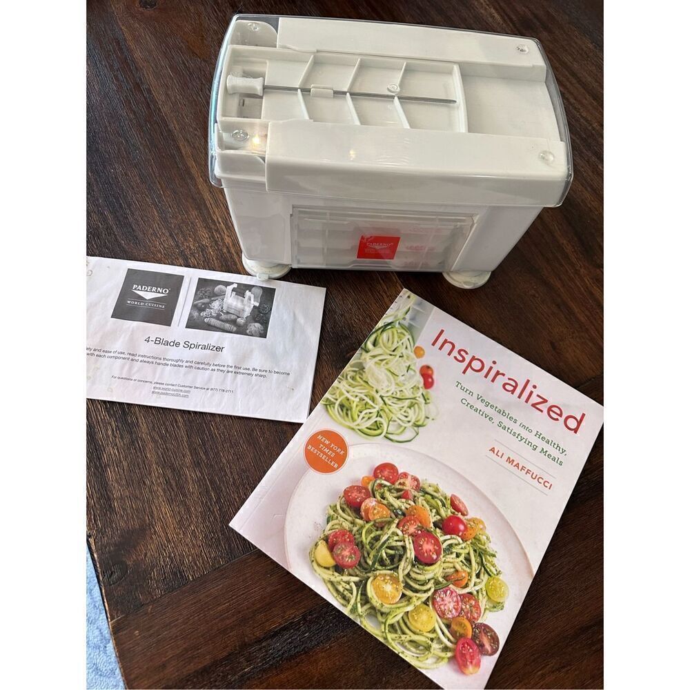 Paderno World Cuisine veggie spiralizer tool and cookbook